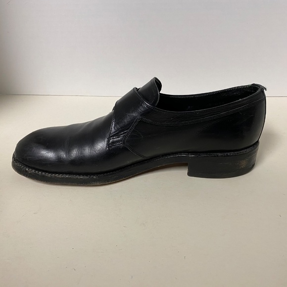 Florsheim Size 8.5 C Royal Imperial Monk Strap Buckle Shoes Black Smooth Leather - Picture 9 of 14